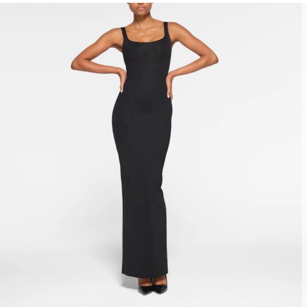 Black SKIMS Body Tank Long Slip Maxi Dress